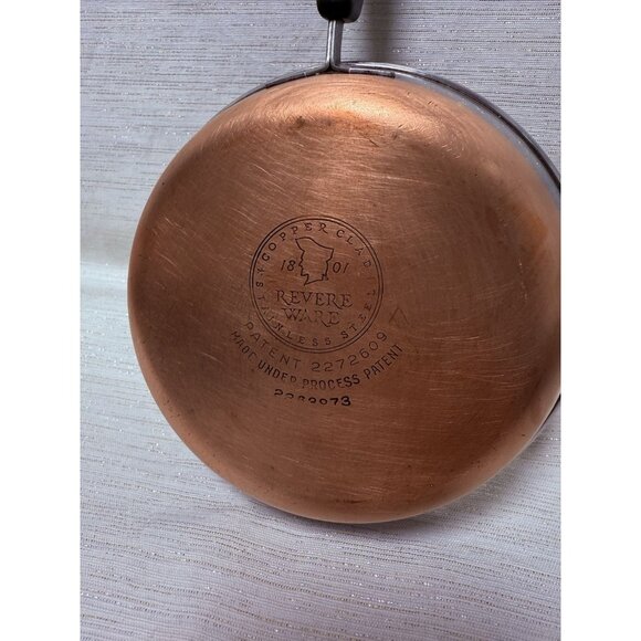 Vintage Revere Ware 1801 Copper Bottom 8" Skillet Frying Pan No lid 2363973 - Picture 4 of 7